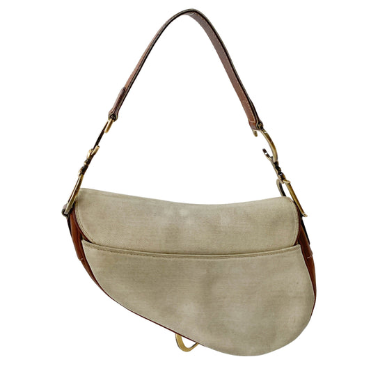 Saddle Bag Brown Leather and Canvas