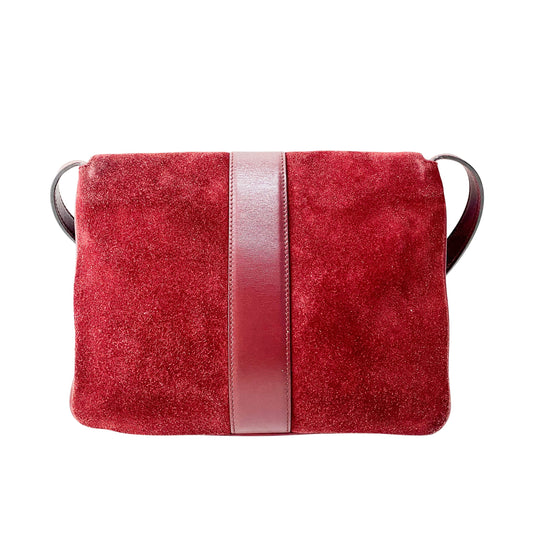 GG Buckle Red Suede Bag