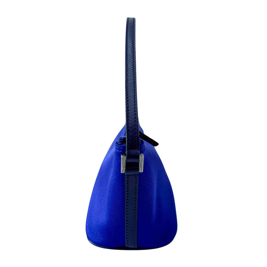 Blue Satin Shoulder Pochette Shoulder Bag