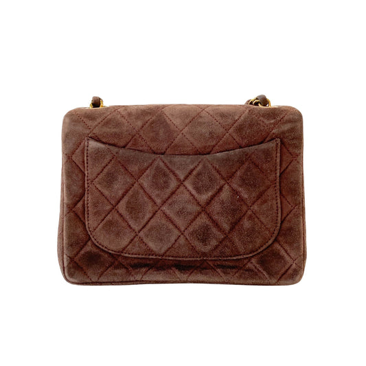 Matelassé Mini Brown Suede Bag