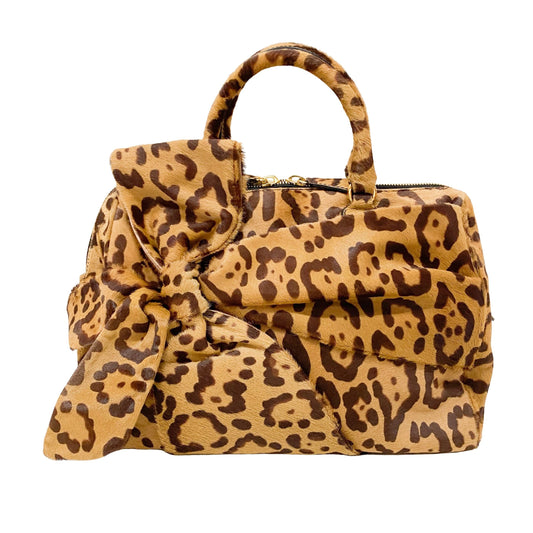 Bow Bag Brown Jaguar Calf Hair Hand Bag