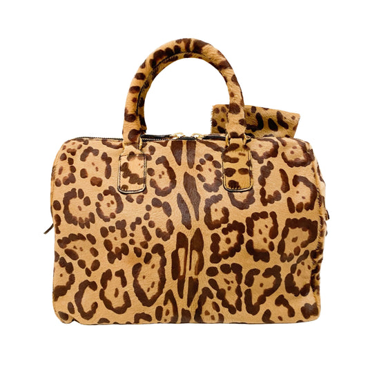 Bow Bag Brown Jaguar Calf Hair Hand Bag