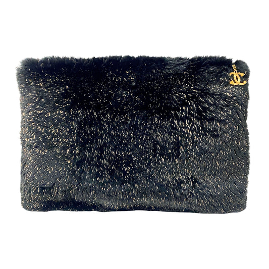 Black Fur Clutch Bag