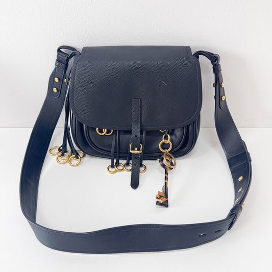 Saffiano Cuir Black Leather Bag