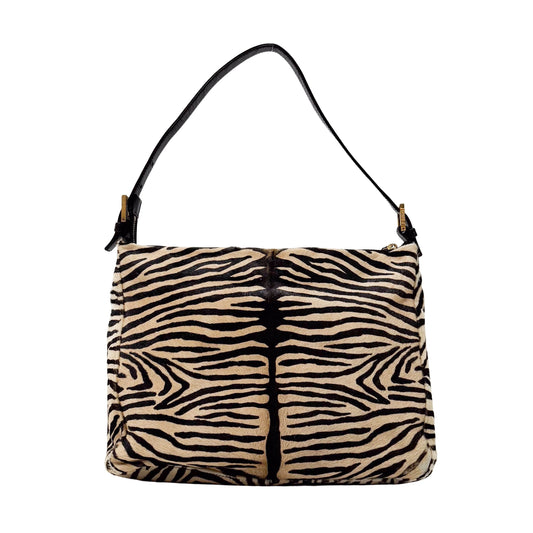 Mamma Baguette Zebra Print Pony Hair Shoulder Bag