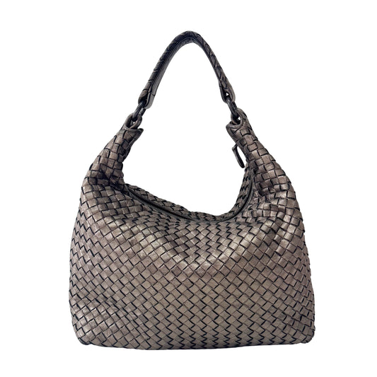 Intrecciato Golden Leather Shoulder Bag