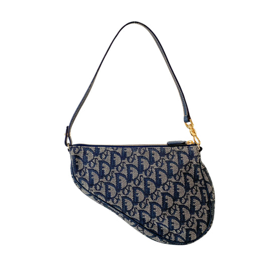 Trotter Saddle Navy Oblique Canvas Bag