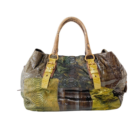 Green Lizard Leather Tote Bag