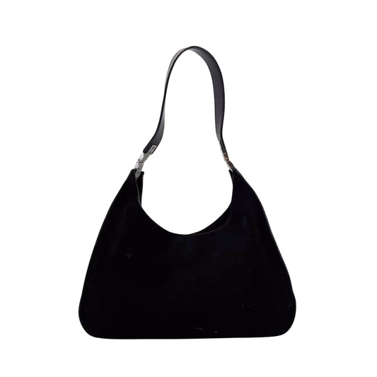 Black Suede Hobo Shoulder Bag