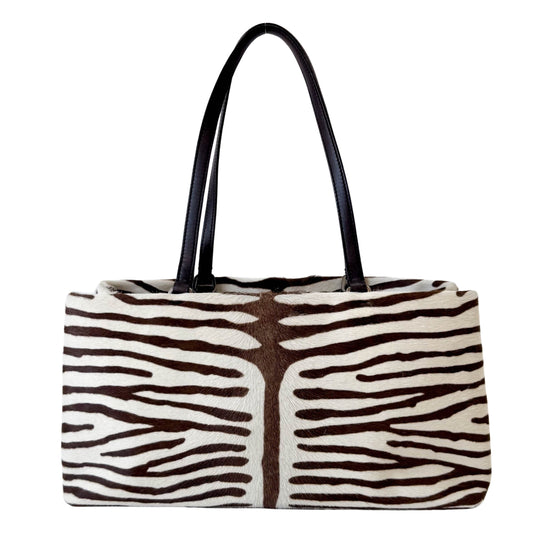 Bow Zebra Pony Hair Top Shoulder Bag