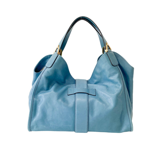 Stirrup Light Blue Leather Bag