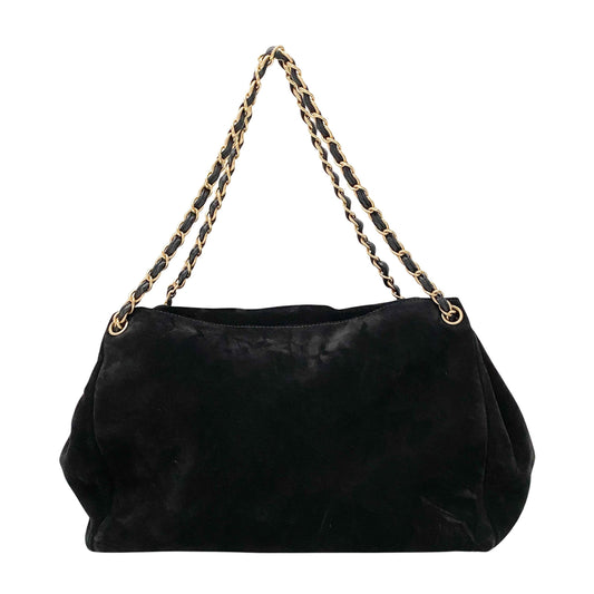Cabas Black Suede Shoulder Bag
