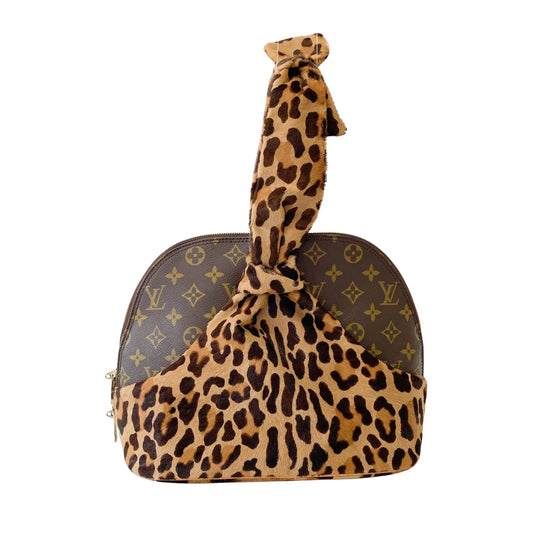 Azzedine Alaia Monogram Brown Leopard Leather Bag