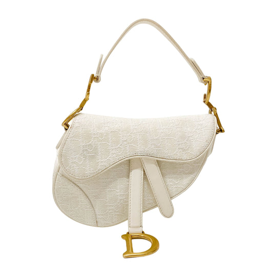 Saddle White Trotter Canvas Handbag