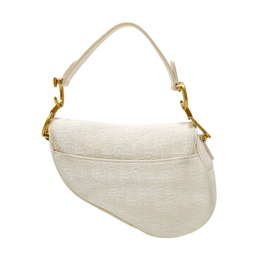 Saddle White Trotter Canvas Handbag