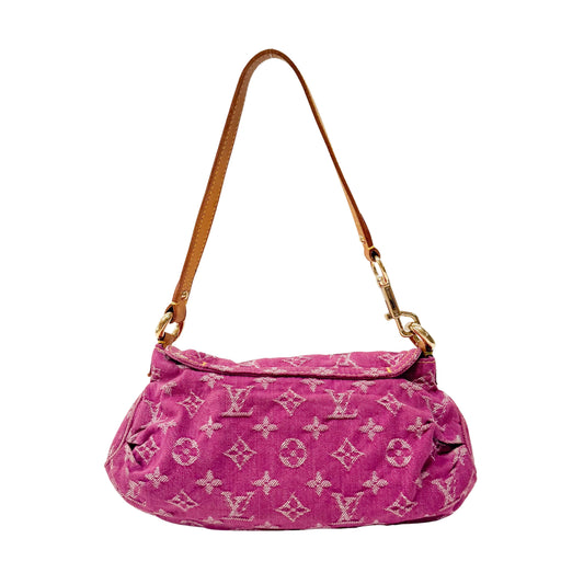 Mini Pleaty Monogram Pink Denim Shoulder Bag