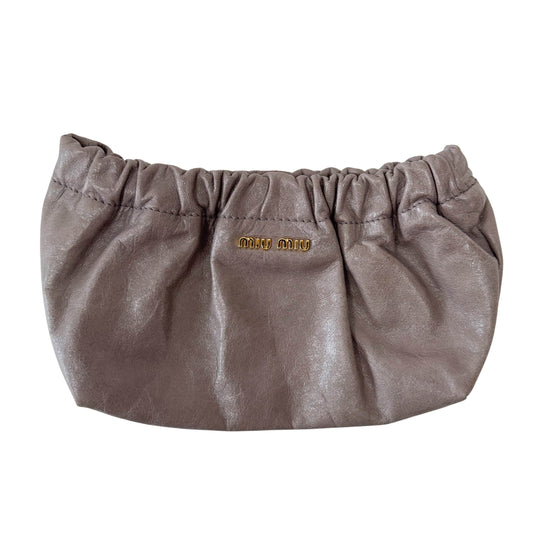 Grey Leather Clutch Bag