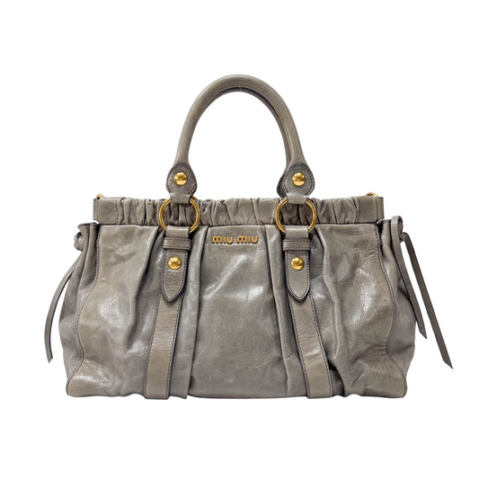 Vitello Grey Leather Two Way Bag
