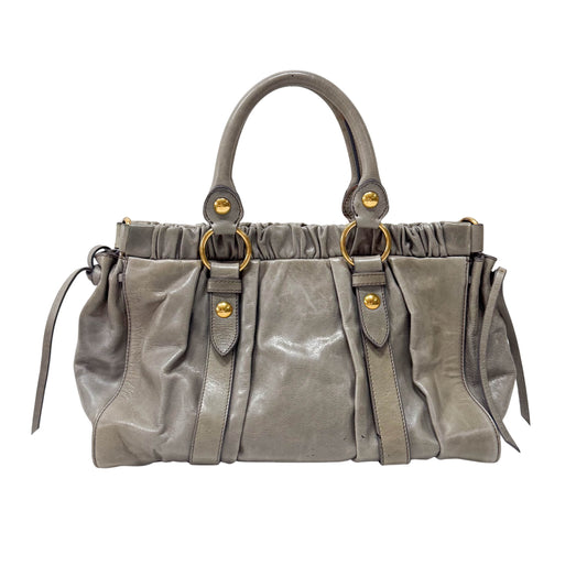 Vitello Grey Leather Two Way Bag