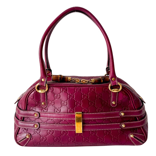 Leather Burgundy Horsebit Shoulder Bag