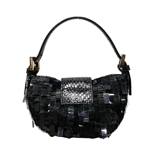 Croissant Mini Black Sequin Handbag