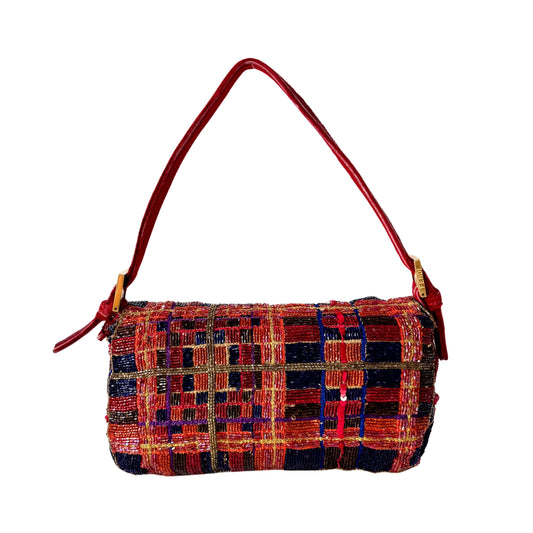 Baguette Multicolor Beaded Shoulder Bag