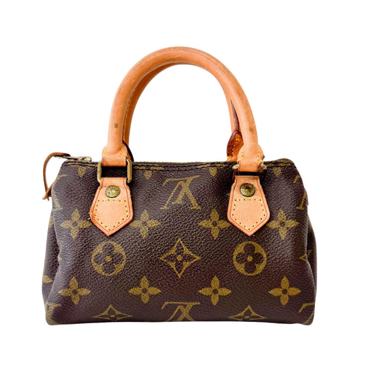 Mini Speedy Brown Monogram Leather Handbag