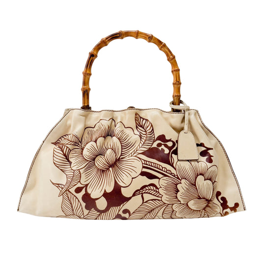 Bamboo Light Brown Leather Handle Bag