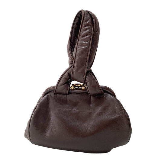 Brown Nappa Leather Top Handle Bag