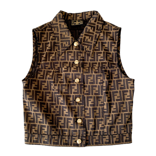 Zucca Brown Coated Canvas Vest  Size IT44