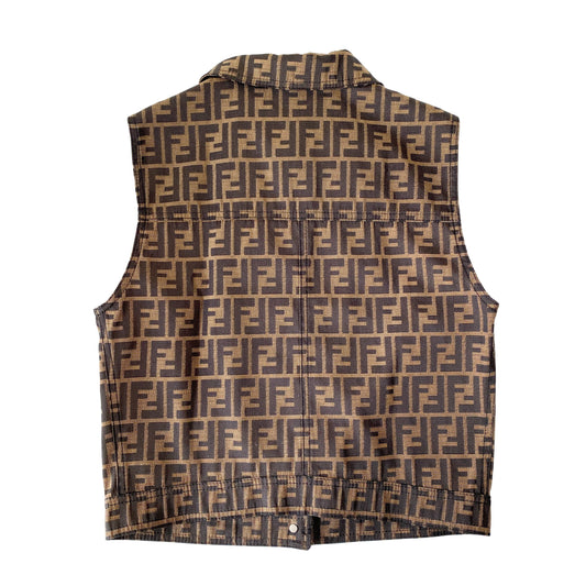 Zucca Brown Coated Canvas Vest  Size IT44