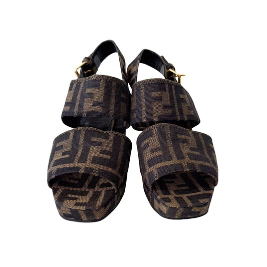 Vintage Size 36 Brown Zucca Canvas Heels