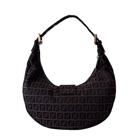 Croissant Brown Zucca Canvas Shoulder Bag