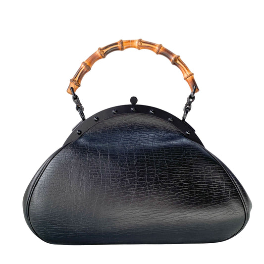 Bamboo Black Leather Handbag
