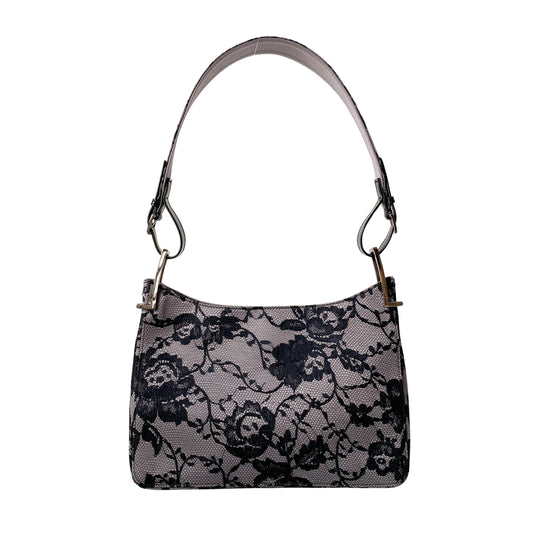 Black Lace Leather Shoulder Bag