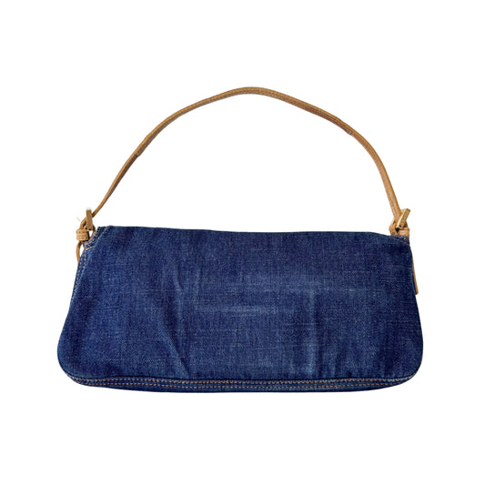 Baguette Blue Denim Shoulder Bag