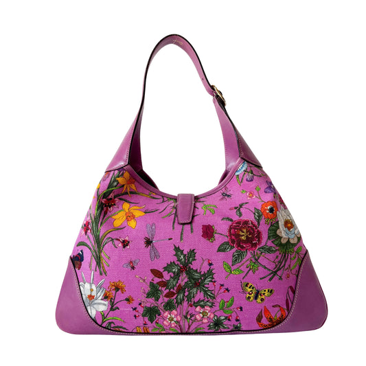 Fucsia Floral Jackie Shoulder Bag