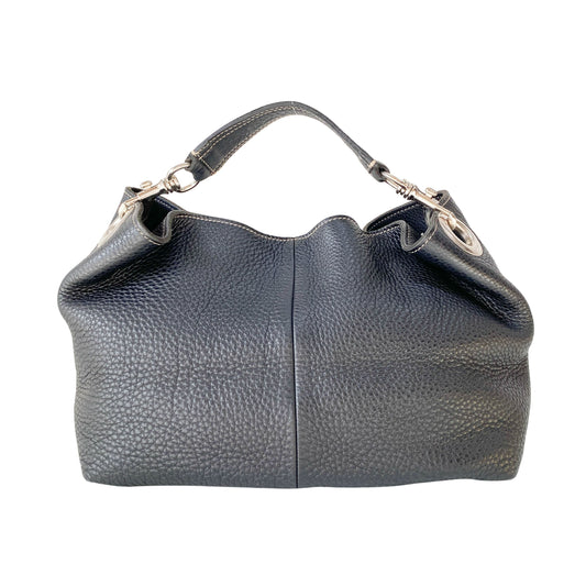 Black Grain Calfskin Shoulder Bag
