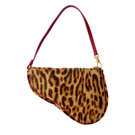 Saddle Mini Yellow Leopard Print Pony Hair Shoulder Bag
