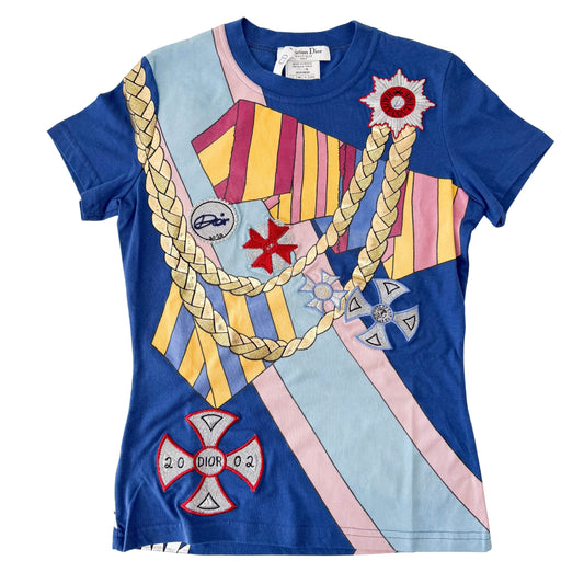 Haute Couture Size 8 Multi-colour Embroided Cotton T-Shirt