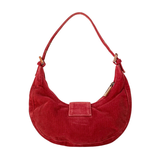 Croissant Red Corduroy Shoulder Bag