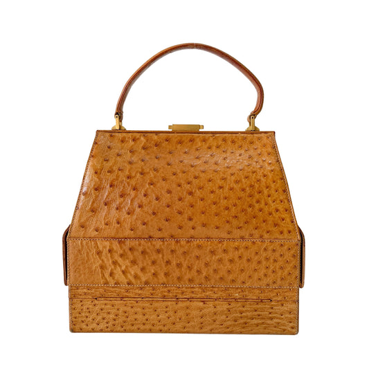 Brown Leather Trunk Hand Bag