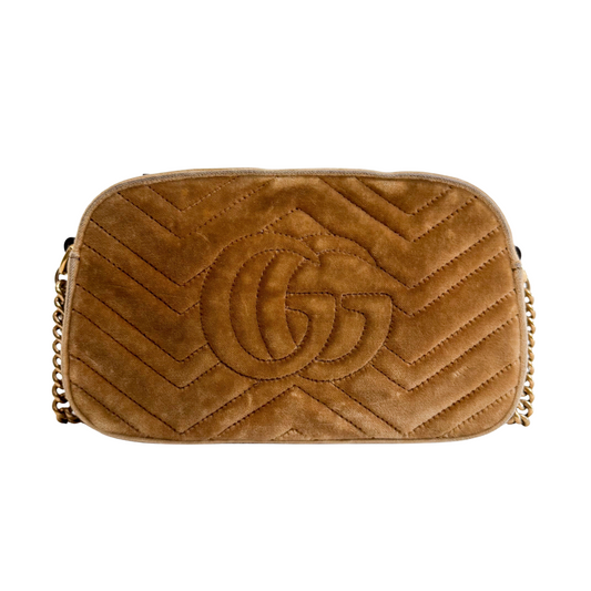 GG Marmont Brown Velvet Camera Bag
