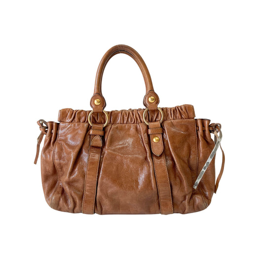Vitello Brown Leather Handle Bag