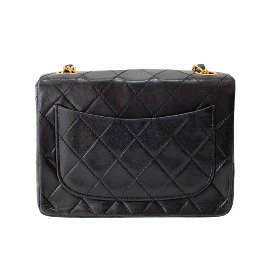 Matelassé Small Black Leather Shoulder Bag