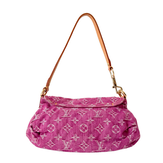 Mini Pleaty Pink Denim Shoulder Bag