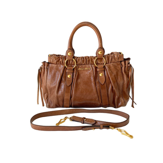 Vitello Brown Leather Top Handle Bag