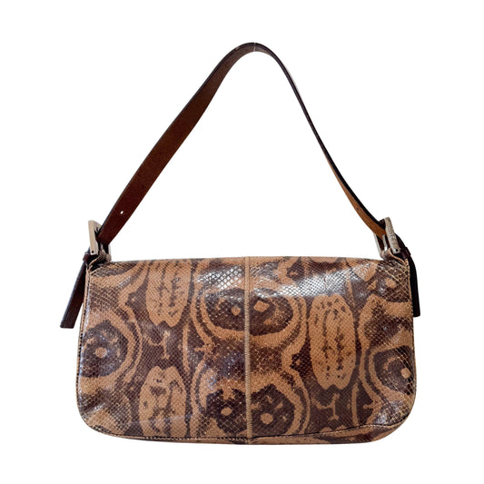 Baguette Brown Leather Shoulder Bag