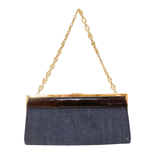 Blue Denim Clutch Shoulder Bag