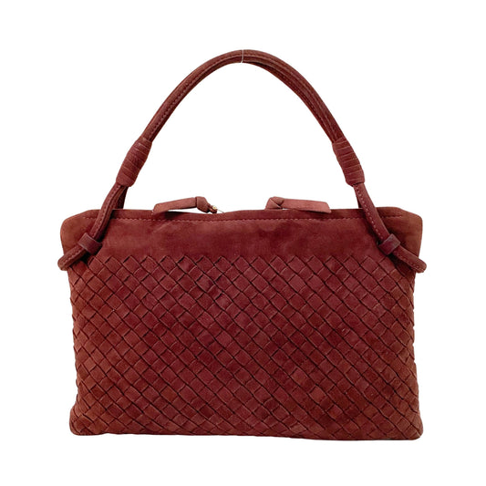 Intrecciato Brown Suede Shoulder Bag